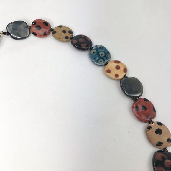Multicolored Polka Dot Squared Bead Vintage 14” Necklace - Picture 12 of 16